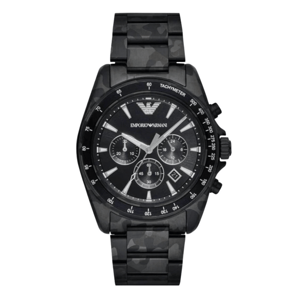 Emporio Armani Sport Black Dial Black Stainless Steel Chronograph Watch For Gents - AR11027