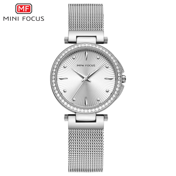 Mini Focus Silver Mesh Bracelet Silver Dial Quartz Watch for Ladies - MF0194L-03