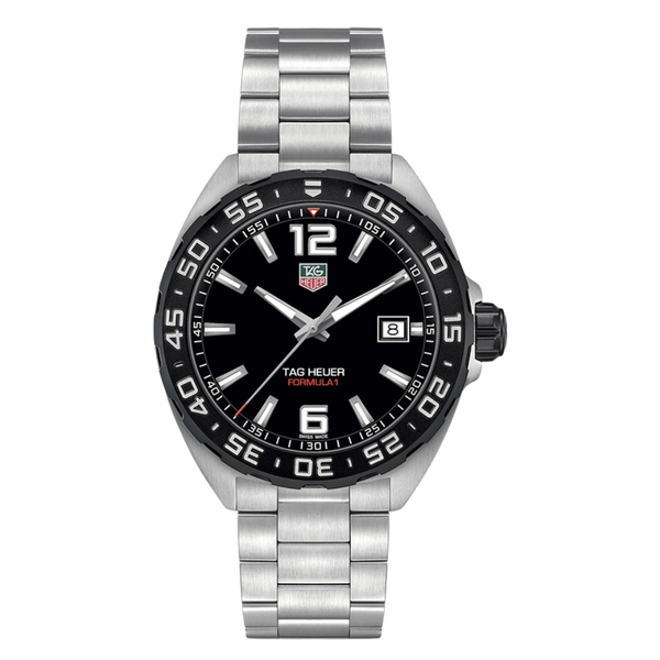 Tag Heuer Formula 1 Silver Stainless Steel Black Dial Quartz Watch for Gents - WAZ1110BA0875