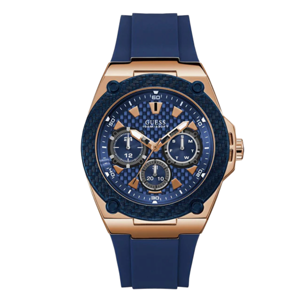 Guess Legacy Blue Silicone Strap Blue Dial Quartz Watch for Gents - W1049G2