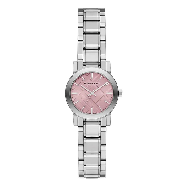 Burberry Silver Stainless Steel Pink Dial Quartz Watch for Ladies - BU9231
