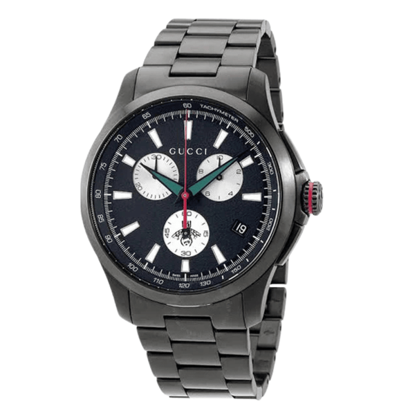 Gucci G Timeless Black Stainless Steel Black Dial Chronograph Quartz Watch for Gents - YA126268