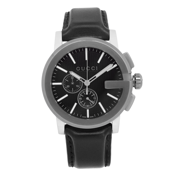 Gucci G-Chrono Black Leather Black Dial Chronograph Quartz Watch for Gents - YA101205