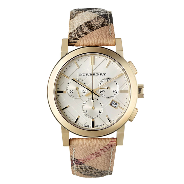 Burberry Multicolor Leather Strap Silver Dial Chronograph Quartz Unisex Watch - BU9752