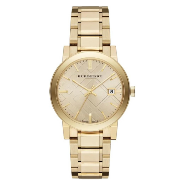 Burberry Gold Stainless Steel Gold Dial Quartz Unisex Watch - BU9033