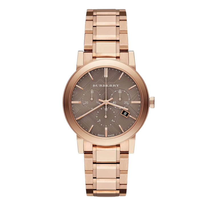 Burberry Rose gold Stainless Steel Bronze Dial Chronograph Quartz Unis ...