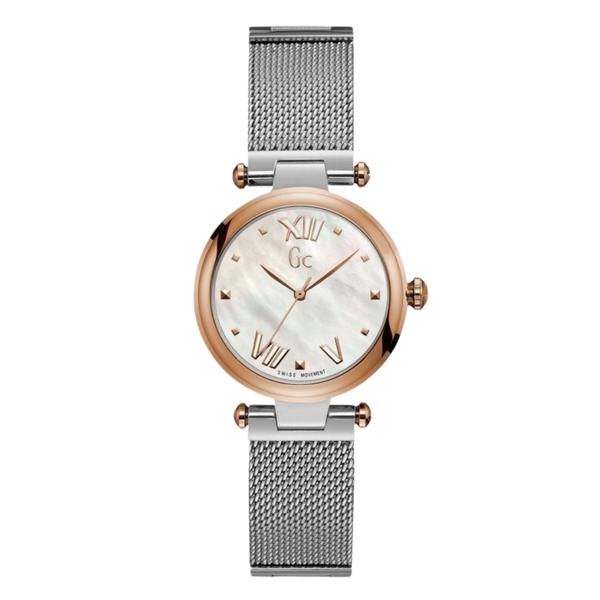 Guess Collection Pure Chic Silver Mesh Stainless Steel Mother of pearl Dial Quartz Watch for Ladies - Y31003L1