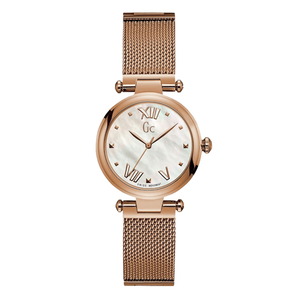 Guess Collection Pure Chic Rose Gold Mesh Stainless Steel Mother of pearl Dial Quartz Watch for Ladies - Y31002L1