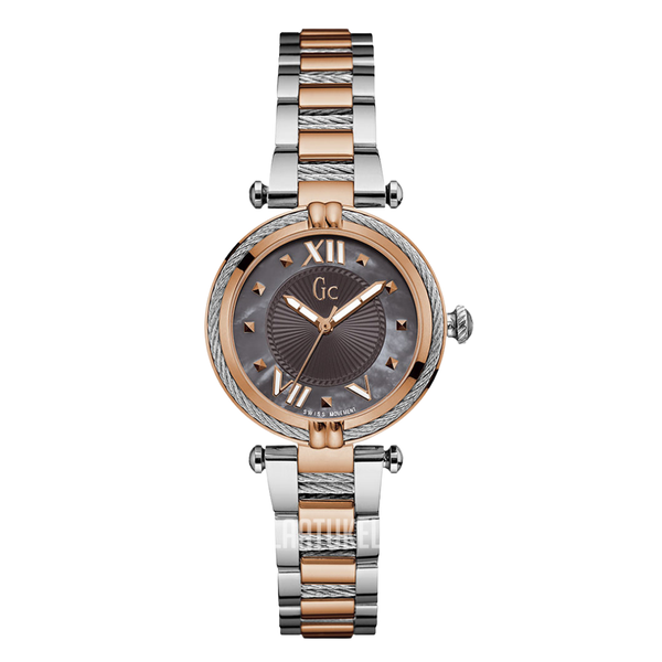 Guess Collection Cable Chic Two-tone Stainless Steel Mother of pearl Dial Quartz Watch for Ladies - Y18015L5