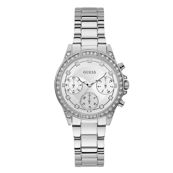 Guess Gemini Silver Stainless Steel Silver Dial Chronograph Quartz Watch for Ladies - W1293L1