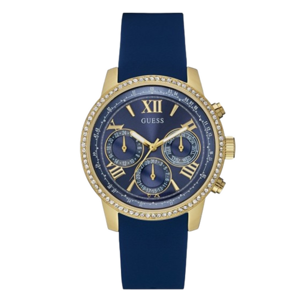 Guess Sport Blue Silicone Strap Blue Dial Chronograph Quartz Watch for Ladies - W0616L2