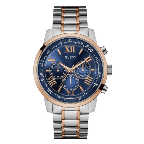 Guess Horizon Two-tone Stainless Steel Blue Dial Chronograph Quartz Watch for Gents - W0379G7