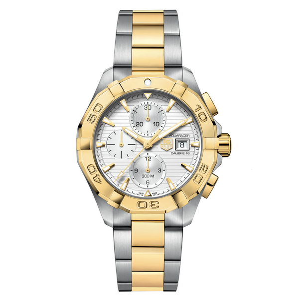 Tag Heuer Aquaracer Calibre 16 Two-tone Stainless Steel Silver Dial Automatic Watch for Gents - CAY2121BB0923