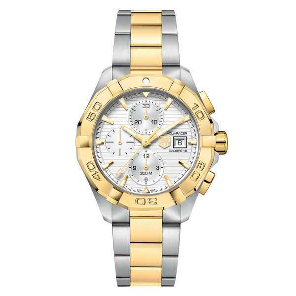 Tag Heuer Aquaracer Calibre 16 Two-tone Stainless Steel Silver Dial Automatic Watch for Gents - CAY2121BB0923