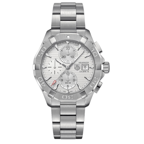 Tag Heuer Aquaracer Calibre 16 Silver Stainless Steel White Dial Automatic Watch for Gents - CAY2111BA0927
