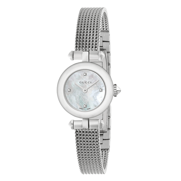 Gucci Diamantissima Silver Stainless Steel Mother of pearl Dial Quartz Watch for Ladies - YA141512
