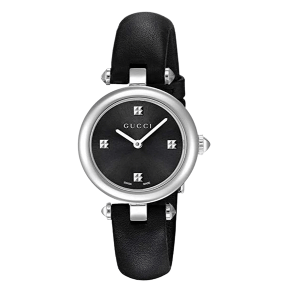 Gucci Diamantissima Black Leather Black Dial Quartz Watch for Ladies - YA141506