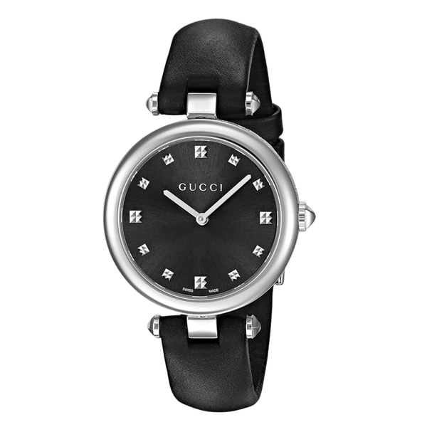 Gucci Diamantissima Black Leather Black Dial Quartz Watch for Ladies - YA141403