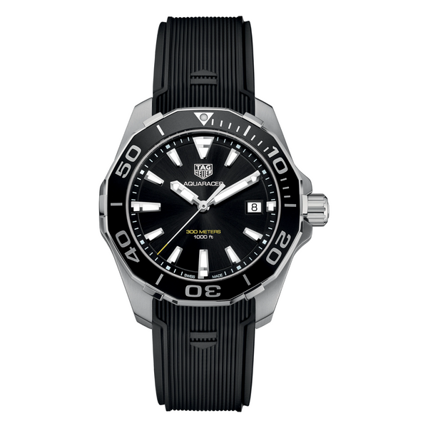 Tag Heuer Aquaracer Black Rubber Black Dial Quartz Watch for Gents - WAY111AFT6151