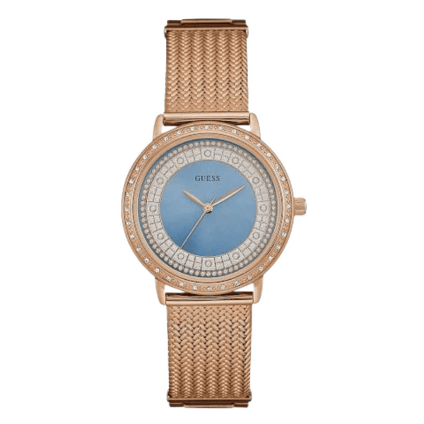 Guess Willow Rose Gold Stainless Steel Blue Dial Quartz Watch for Ladies - W0836L1