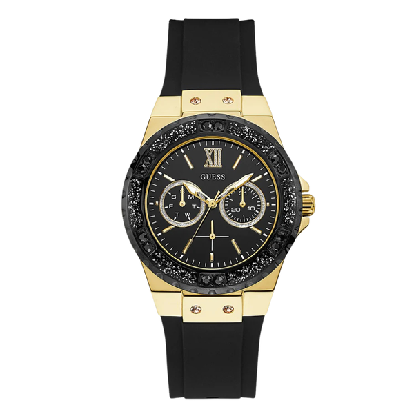Guess Limelight Black Silicone Strap Black Dial Quartz Watch for Ladies - W1053L7