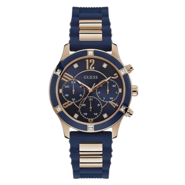 Guess Breeze Blue Silicone Strap Blue Dial Chronograph Quartz Watch for Ladies - W1234L4