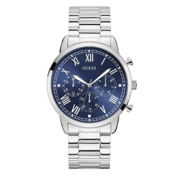Guess Hendrix Silver Stainless Steel Blue Dial Chronograph Quartz Watch for Gents - W1309G1