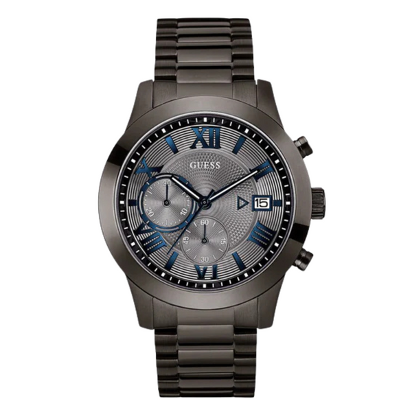 Guess Atlas Gunmetal Stainless Steel Gunmetal Dial Chronograph Quartz Watch for Gents - W0668G2