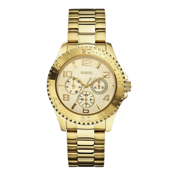 Guess BFF Multifunction Gold Stainless Steel Gold Dial Quartz Watch for Ladies - W0231L2
