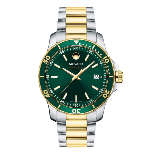Movado Series 800 Two-tone Stainless Steel Green Dial Quartz Watch for Gents - 2600147