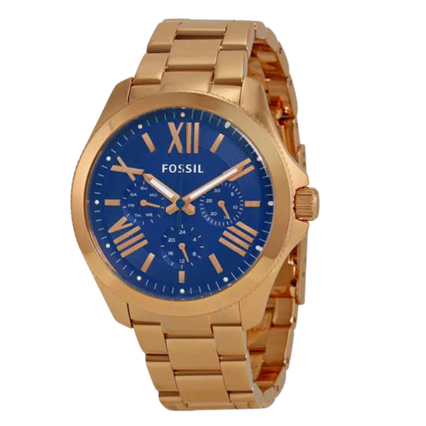 Fossil Cecile Gold Stainless Steel Blue Dial Quartz Watch for Ladies - AM4566