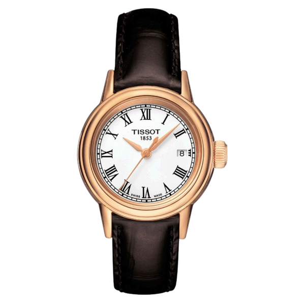 Tissot Carson Brown Leather strap White Dial Quartz Watch for Ladies - T-0852103601300