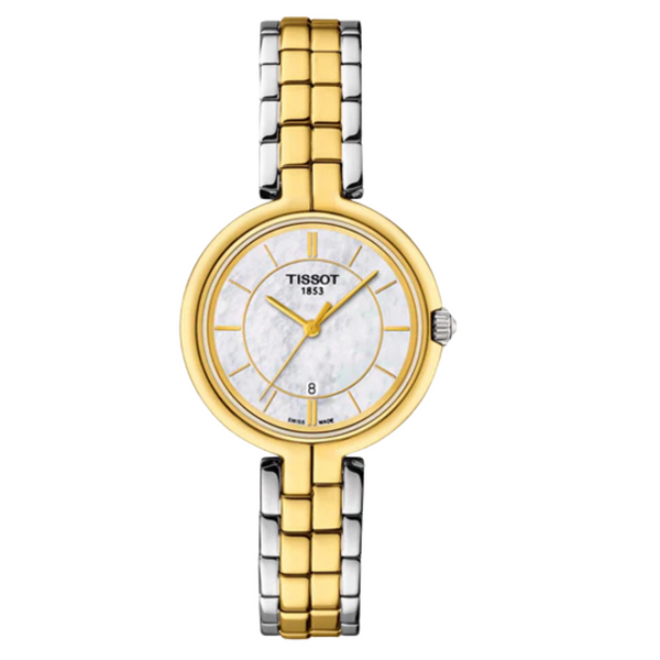 Tissot Flamingo Two-tone Stainless Steel Mother of pearl Dial Quartz Watch for Ladies - T-0942102211101