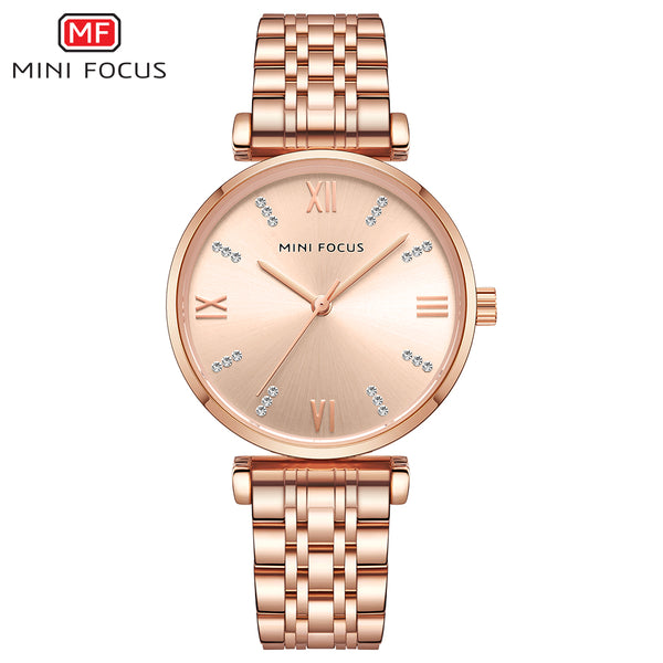 Mini Focus Rose Gold Stainless Steel Rose Gold Dial Quartz Watch for Ladies - MF0335L-03