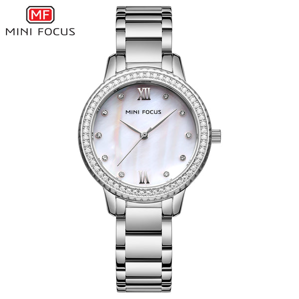Mini Focus Silver Stainless Steel White Dial Quartz Watch for Ladies - MF0226L-01