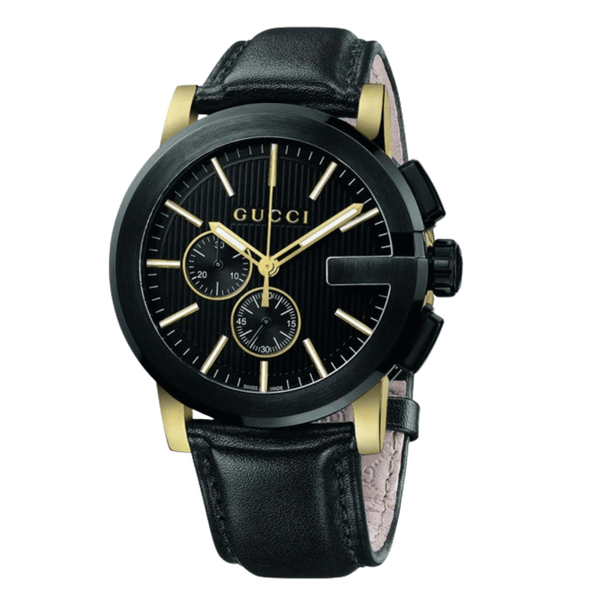 Gucci G-Chrono Black Leather Black Dial Chronograph Quartz Watch for Gents - YA101203