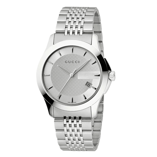 Gucci G-Timeless Silver Stainless Steel White Dial Quartz Watch for Gents - YA126401