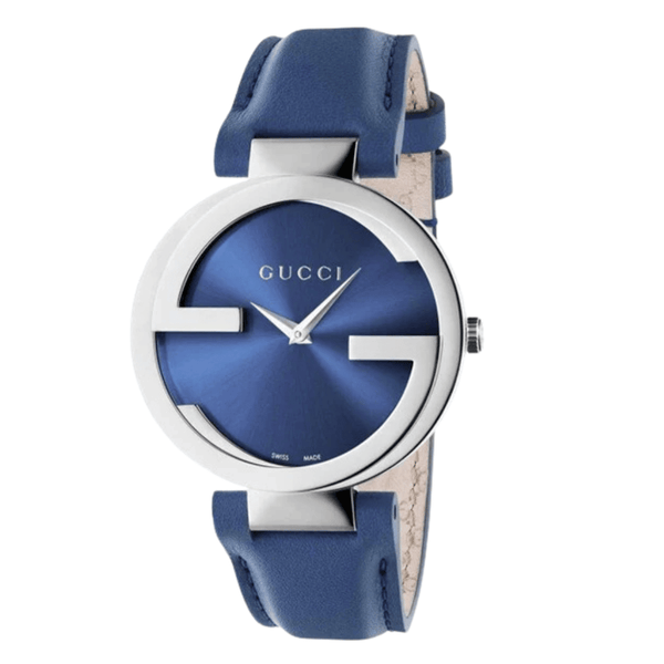 Gucci Interlocking Blue Leather Blue Dial Quartz Watch for Ladies - YA133322