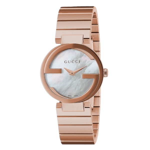 Gucci Interlocking rose gold Stainless Steel Mother of pearl Dial Quartz Watch for Ladies - YA133515