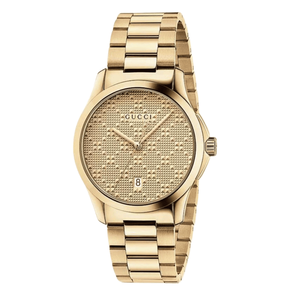 Gucci G-Timeless Yellow Gold Stainless Steel Yellow Gold Dial Quartz Watch for Ladies - YA126553