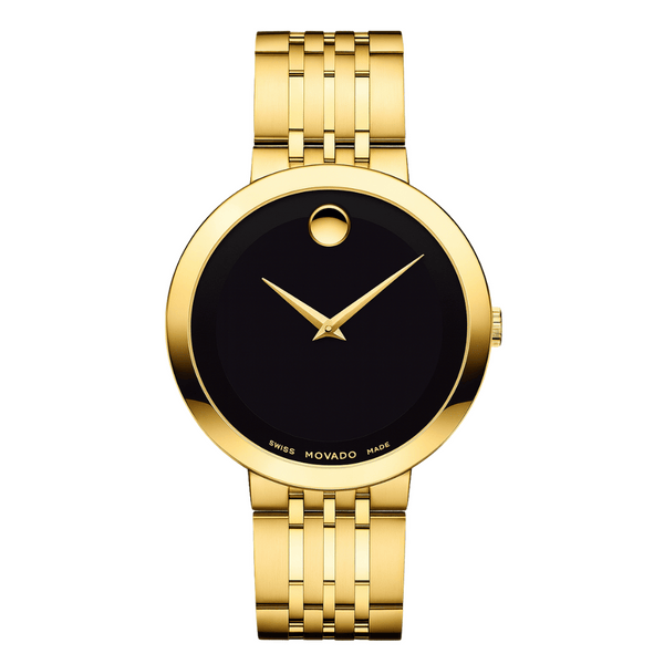 Movado Esperanza Gold Stainless Steel Black Dial Quartz Watch for Gents - 607059