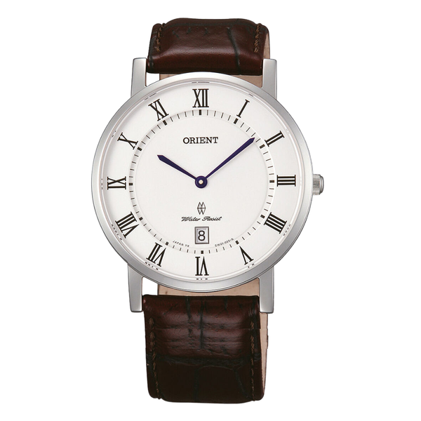 Orient Classic Black Leather Strap White Dial Quartz Watch for Gents - FGW0100HW0