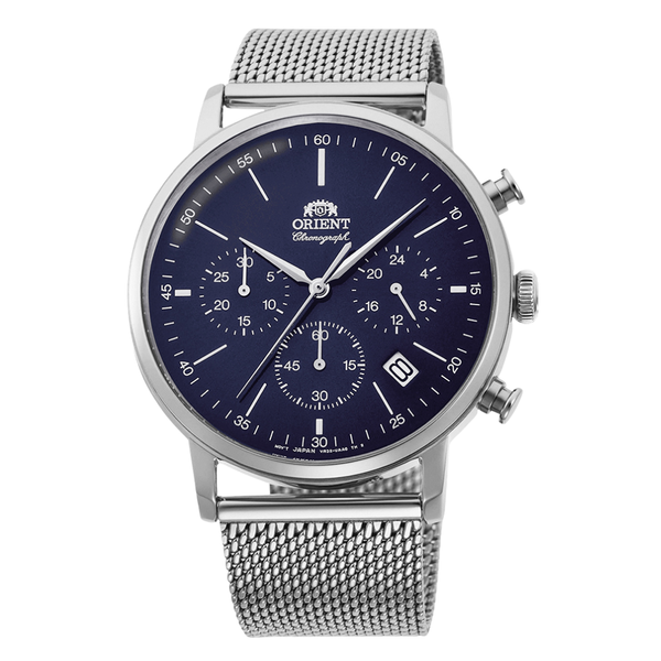 Orient Classic Silver Mesh Bracelet Blue Dial Quartz Watch for Gents - RA-KV0401L10B
