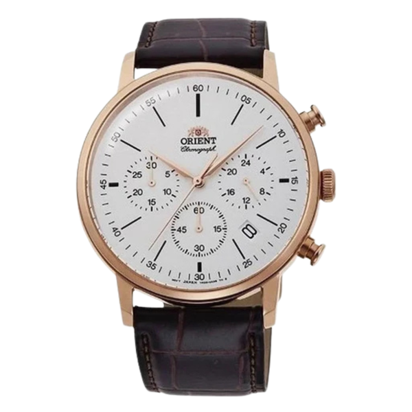 Orient Sports Black Leather Strap White Dial Quartz Watch for Gents - RA-KV0403S10B