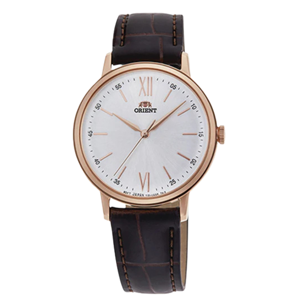 Orient Classic Brown Leather Strap White Dial Quartz Watch for Gents - RA-QC1704S10B
