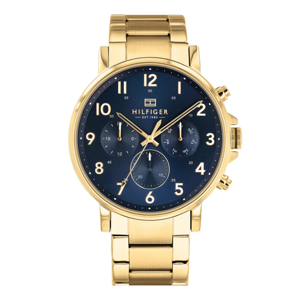 Tommy Hilfiger Daniel Gold Stainless Steel Blue Dial Chronograph Quartz Watch for Gents - 1710384