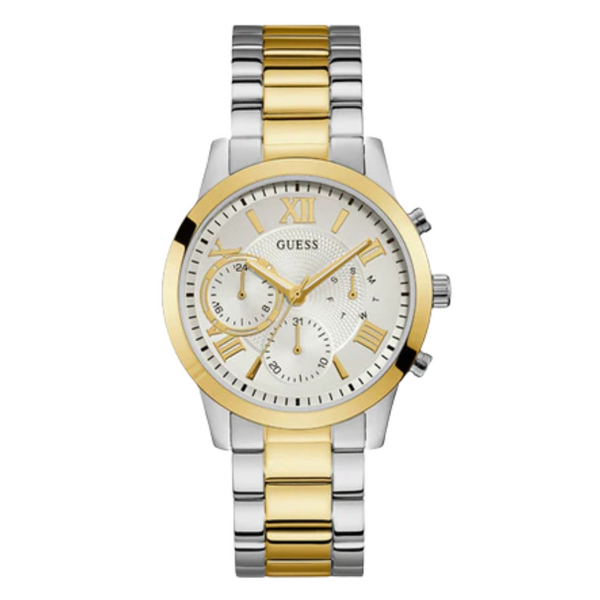 Guess Solar Two-tone Stainless Steel Silver Dial Chronograph Quartz Watch for Ladies - W1070L8