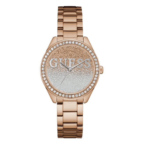 Guess Glitter Girl Rose Gold Stainless Steel Multi Color Dial Quartz Watch for Ladies - W0987L3