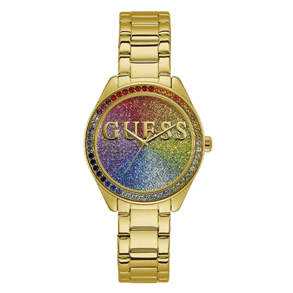 Guess Glitter Girl Gold Stainless Steel Multi Color Dial Quartz Watch for Ladies - W0987L5