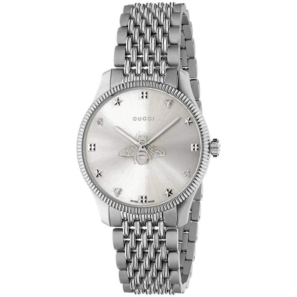 Gucci G-Timeless Silver Stainless Steel Silver Dial Quartz Watch for Ladies -  YA1264153